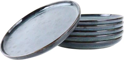 OTIX Ontbijtborden Bordenset - 6 Persoons - 21cm - Dessertbord - Ontbijtborden - Blauw - Aardewerk - Gebaksbordjes - EBONY