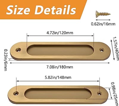 Ovale verzonken schuifdeur trekt - 2 stuks aluminium kast deur vinger trekt met schroeven voor schuifdeuren