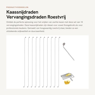 Dailygoods- Kaassnijdraden 10 Stuks - Vervangingsdraden - 14 cm - Voor Kaasschaaf - Voor Zachte Kazen - Scherpe Snijdraad - Kaasdraad