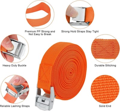 Candala spanbanden van 50 cm, verstelbare sjorbanden met klemsluiting, roestvrije bevestigingsriemen, riemen voor het bevestigen van fietsendrager, sjorband voor transport, vracht, bagage, camping,