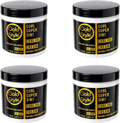 Gold Style Curl Super 3in1 Curling Cream Black – Krullencrème voor Gedefinieerde Krullen & Hydratatie – 1000 ml – Set van 4