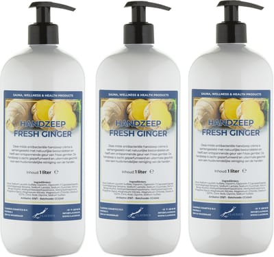Handzeep Fresh Ginger 1 liter - met gratis pomp - set van 3 stuks