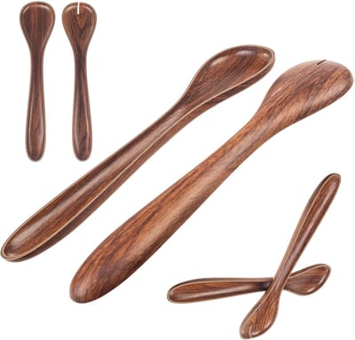 KADAX Saladebestek-set van kunststof, 30 x 7 cm, elegant serveerbestek, 2-delige slagarnituur, praktische serveerlepel en slavork (bruin, 2 stuks)