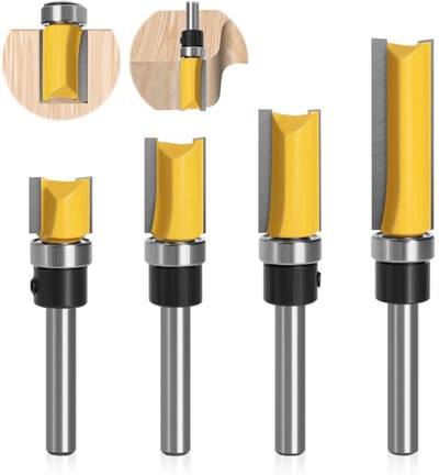 Dailygoods- Frezen Set van 4 - Houtfrees 8 mm - Professioneel Snijgereedschap - Vlakfrees - Kantenfrees - Verwisselbare Kogellagers - Voor Precisieonderdelen - Houtbewerkingsfrees