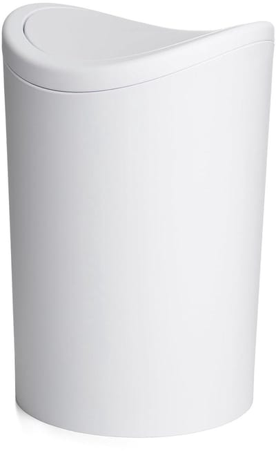 Prullenbak Badkamer met Schommeldeksel | Capaciteit 6L | Compact en Modern Design | Duurzaam en Gemakkelijk te Reinigen Materiaal | 19 x 19 x 28 cm – Wit