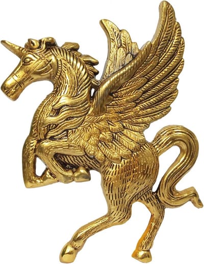 Metalen wanddecoratie vliegend paard als sculptuur