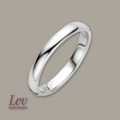 Lev Sieraden - Zilveren relatie ring - 3mm - Gerhodineerd 925 zilver - Ringmaat 62 (19¾)