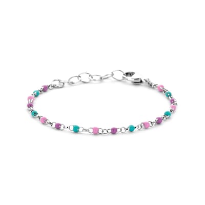 Zilver Gerhodineerd Armband Bolletjes Gekleurd Emaille 11 + 2 Cm 1339012