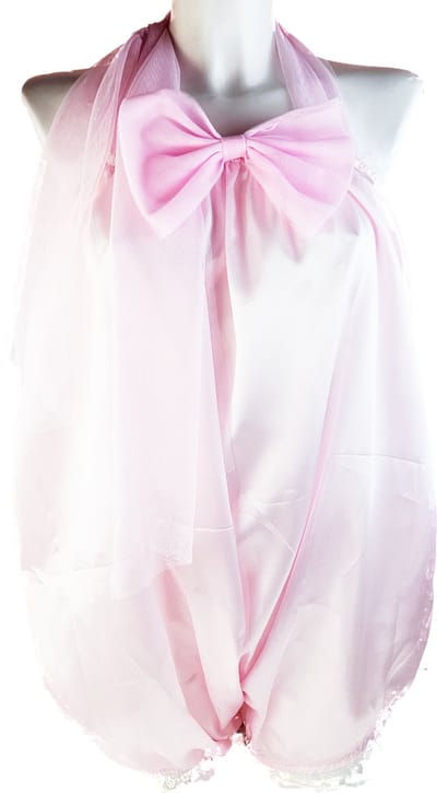 BamBella® Jumpsuit - Onesize - Roze met strik - Oversize groot overal dames satijn glans stof