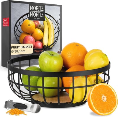 Fruitschaal zwart metaal 30,5 cm - Modern design voor fruit, groenten en geschenken