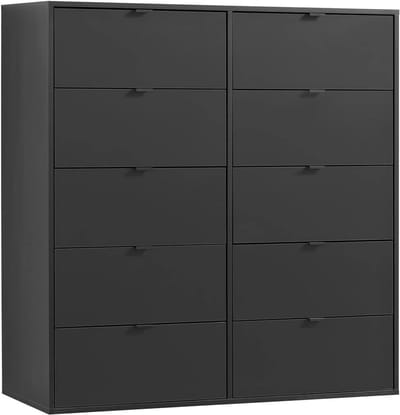 mokebo commode 'Die Stilvolle' (110x117x40cm) sideboard, voor slaapkamer, hal & kinderkamer met 10 houten lades in zwart antracie