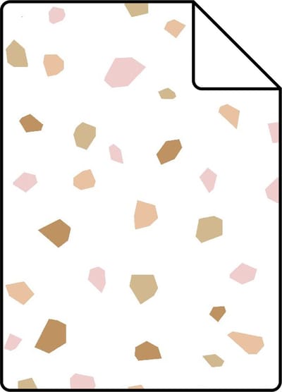 Proefstaal ESTAhome behang terrazzo zacht roze, warm oranje en beige - 26.5 x 21 cm - 139198-S