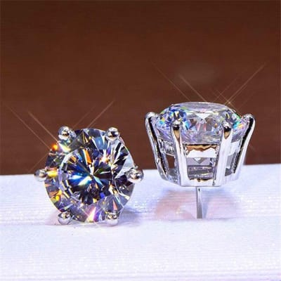 6mm Dames Kristal Ronde Stud Oorbellen Voor Bruiloft 925 Zilverkleur Witte Zirkonia Blauwe Vuur Opaal Oorbellen Vrouwen Sieraden gray