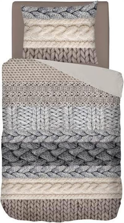 Snoozing Knitted Wool - Flanel - Dekbedovertrek - Eenpersoons - 140x200/220 cm - Multi kleur