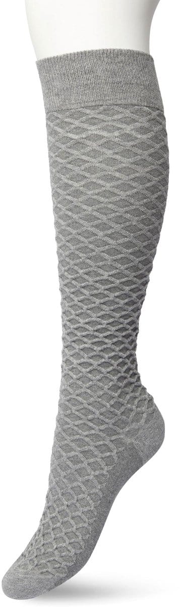 Bonnie Doon Bio Kabel Kniekousen Dames Grijs maat 36/42 - Kabel patroon in Ruit Vorm - Biologisch Katoen - Uitstekend draagcomfort - Cable Knee High - OEKO-TEX - Gladde Naden - Duurzaam Huidvriendelijk Bio Katoen - Medium Grey Heather - BP211506.112