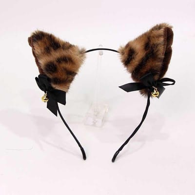 1 pièce Serre-tête Halloween Imprimé Léopard Oreilles de Renard Mignon pour Fête, Accessoire de Tête COS Oreilles d'Animal, Convient à Toutes les Saisons marron