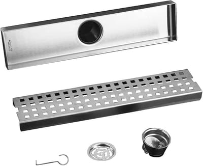 Dailygoods- Douchegoot 30 cm - Roestvrij staal - Zelfreinigende Sifon - Haarzeef - V-profiel - 50-60 l/min Afvoer - Afvoerputje