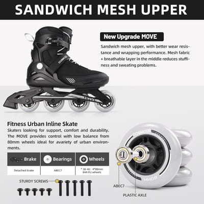 Inline schaatsen - Rolschaatsen bladen - Fitness sport - Professionele kwaliteit - 4445 cm - Zwart