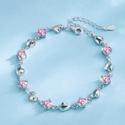 925 Sterling Zilveren Armband Voor Dames Retro Koreaanse Hartvormige Bedelarmbanden Originele Bling Blauwe Kristal Sieraden Feestcadeaus gray