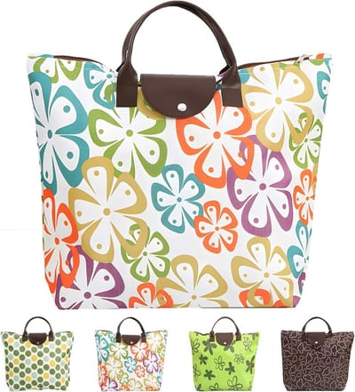 Stijlvolle canvas tote bag voor dames, praktische winkel- en strandtas met rits, opvouwbare handtas voor reizen en gym