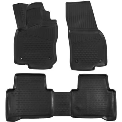 Tapis De Sol En Caoutchouc 3D Exclusif - J&;J AUTOMOTIVE - Volkswagen Touran - Noir - Sur Mesure - Antidérapant noir