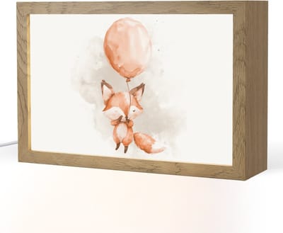 Nachtlampje 30x20 cm - Kinder lampje - Vos - Pastel kleuren - Dier - Tafellamp kinderkamer - Slaapkamer lamp - Bedlamp kinderen - Kinderlampje stopcontact - Wandlamp babykamer - Nachtlampjes