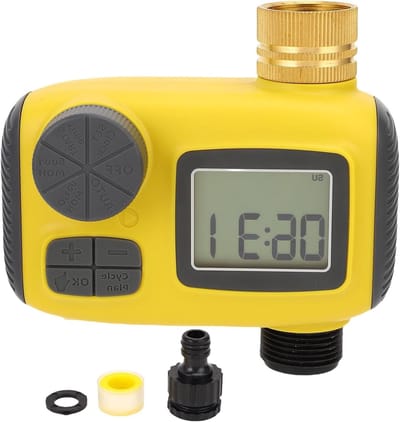 Irrigatie Timer - Bewateringsautomaat Gazon - Automatisch Tuin Besproeien - 3 Schema's Instelbaar - 13x13x7 cm - Grijs