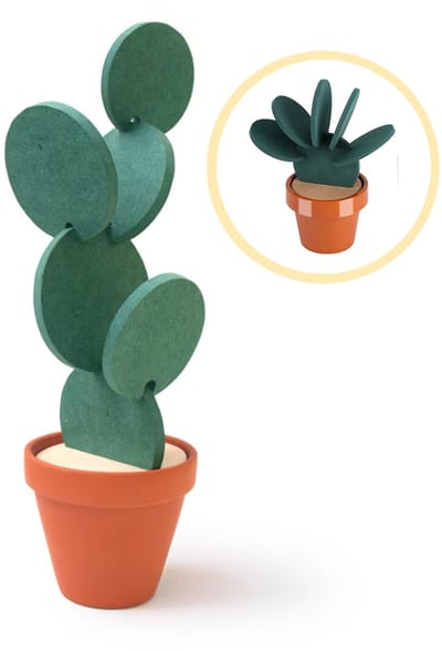DIVERZA Onderzetters Voor Glazen – Onderzetters – Cactus – Met Houder – Groen – 7 stuks – Kurk – Waterafstotend