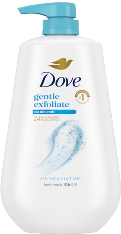 Dove Body Wash Gentle Exfoliate Sea Minerals 30.6 oz (870ml) – Hydraterende Douchegel voor 24u Lotion-Zachte Huid – Milde Scrub, Zonder Sulfaten & Parabenen