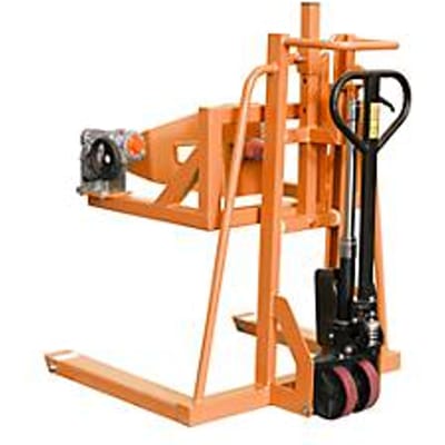 Trommelhijsrol BAUER FHR 600 F, staal, 360° draaibereik, voor vaten tot 220 l, B 1125 x D 1200 x H 1330 mm, oranje