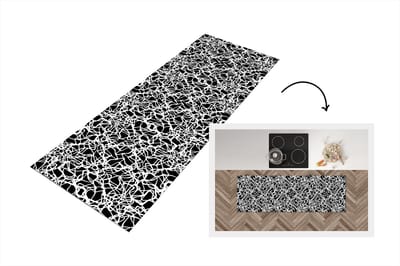 Keukenloper - Loper keuken - Patroon - Abstract - Zwart Wit - 150x50 cm - Keukenloper vinyl