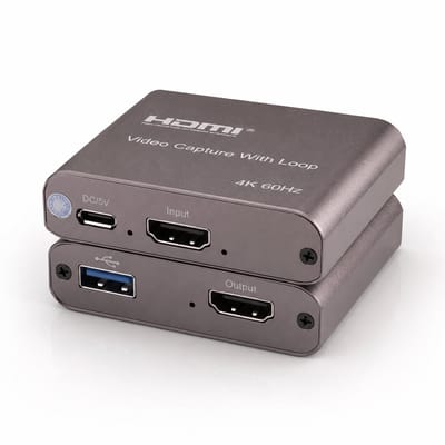 DrPhone HVC3 Audio Video Capture Card met Loop Out - HDMI naar HDMI & USB 3.0 – 4K 60Hz -voor o.a Live Video Streaming Opnemen etc- Zwart