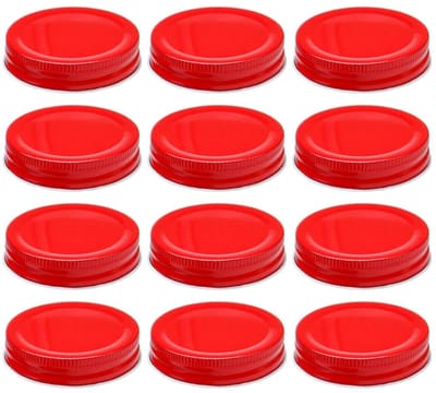 Dailygoods- Schroefdeksel 70 mm - Rode Mason Jar - Herbruikbaar - Twist-off-deksel - Inmaakpotten - 12 stuks - Inmaakdeksel