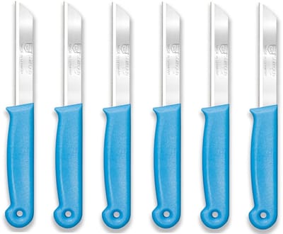 Solingen Kartelmes – Tomatenmes met Kartel – RVS – 18,5 cm met Blade Cover – Blauw – 6 stuks