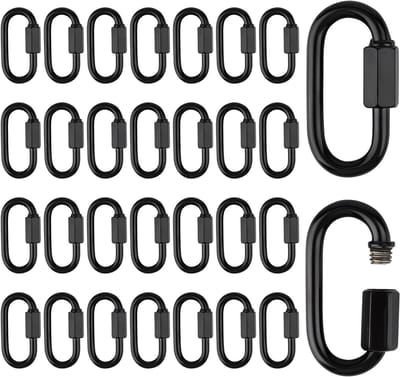 30 Stuks M4 Snelsluitingen voor Kettingen, Zwarte Sterke Clips voor Buitenactiviteiten zoals Kamperen, Klimmen en Vissen