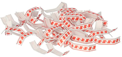 20x 1000 Zaksluitingen draadversterkt papier 33 cm x 08 cm x 01 cm rood/wit