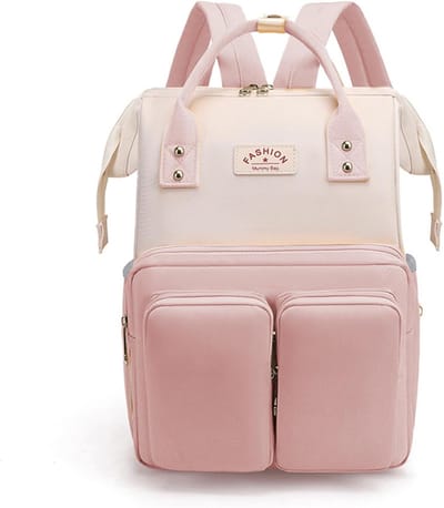 Multifunctionele draagbare luiertas voor baby's, waterdichte luiertas met grote capaciteit, reisluiertas, luiertas, zwangerschapstas met kinderwagenriemen voor mama en papa, roze