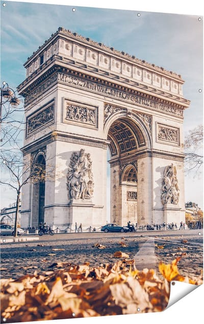 Gards Tuinposter Arc de Triomphe in Parijs tijdens de Herfst - 120x160 cm - Tuindoek - Tuindecoratie - Wanddecoratie buiten - Tuinschilderij