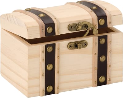 Glorex hobby houten schatkistje met sluiting en deksel - 14 x 9 x 9 cm - Sieraden/spulletjes/sleutels - kleine kistjes