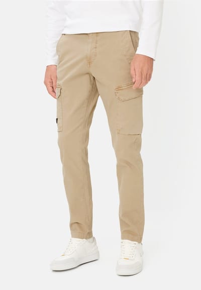 camel active Cargobroek met elastische tailleband - Maat menswear-50/34 - Beige