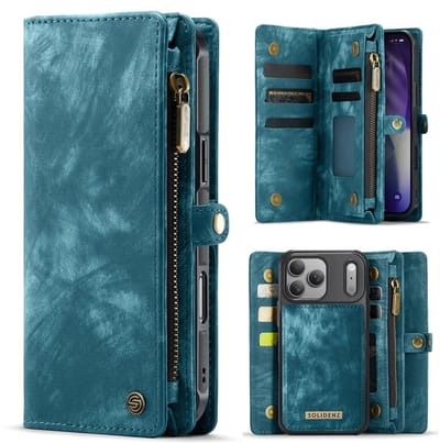 Solidenz Hoesje - Geschikt voor Apple iPhone 17 Pro - Urban Wallet - Blauw