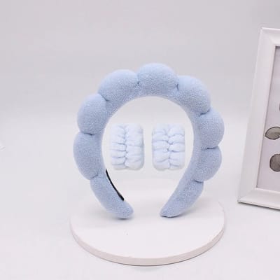 Without Lemon - Waterabsorberende Haarband - Pols Wasband - Spons/badstofmateriaal - Zacht - Make-up, gezichtsreiniging en gezichtsverzorging - Facial Masker - Spa - Kleur: Blauw