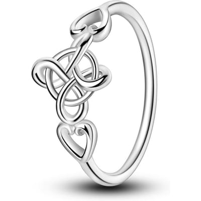 Anneaux Nœud Celtique en Cuivre Originaux Pour Femmes Filles Bijoux Cadeaux d'Anniversaire 7 white