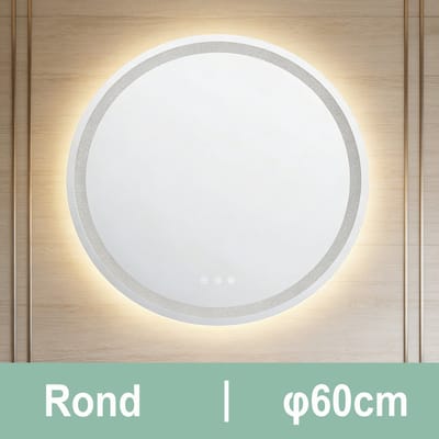 Auralum® - 60CM Ronde Badkamerspiegel Frameloos met LED Verlichting - Dimbaar - Anti-Condens - 3000K/4500K/6500K - Warm/Neutraal/Koud Wit - 60ø cm
