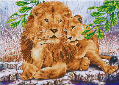 DIAMOND DOTZ Lion Family - Diamond Painting - 30.236 Dotz - 76x55 cm