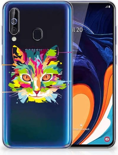 Samsung Galaxy A60 Telefoonhoesje met Naam Cat Color
