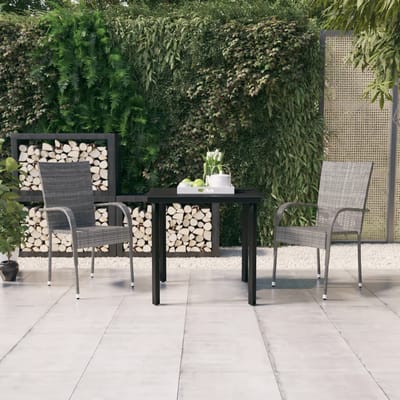 vidaXL - 3-delige - Tuinset - grijs - en - zwart