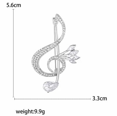 Actie4you® - Broche - Muzieknoot - Elegant & Tijdloos - 6 cm – Muziek Broche – Speld - Zilver Kleur
