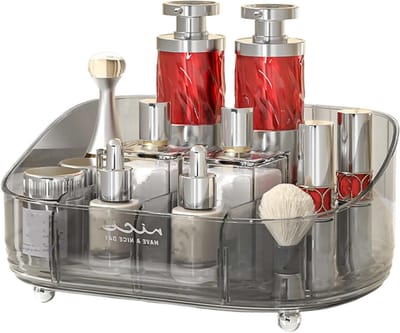 Make-up Organizer - Cosmetica Doos - Schoonheidsproducten Opbergen - 4 Verstelbare Compartimenten - 31x21x12.5 cm - Grijs
