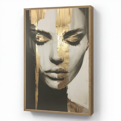 Wandlamp 70x100 cm - Oplaadbaar - Ogen - Gezicht - Goud - Strepen - Wandlampen binnen woonkamer - Slaapkamer lamp - Decoratieve nachtlamp - Vloerlamp draadloos
